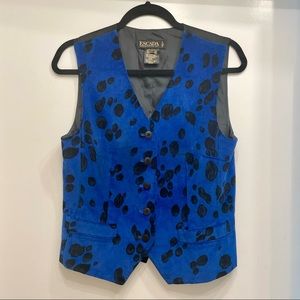 Escada rare vintage blue leopard Dalmatian vest
